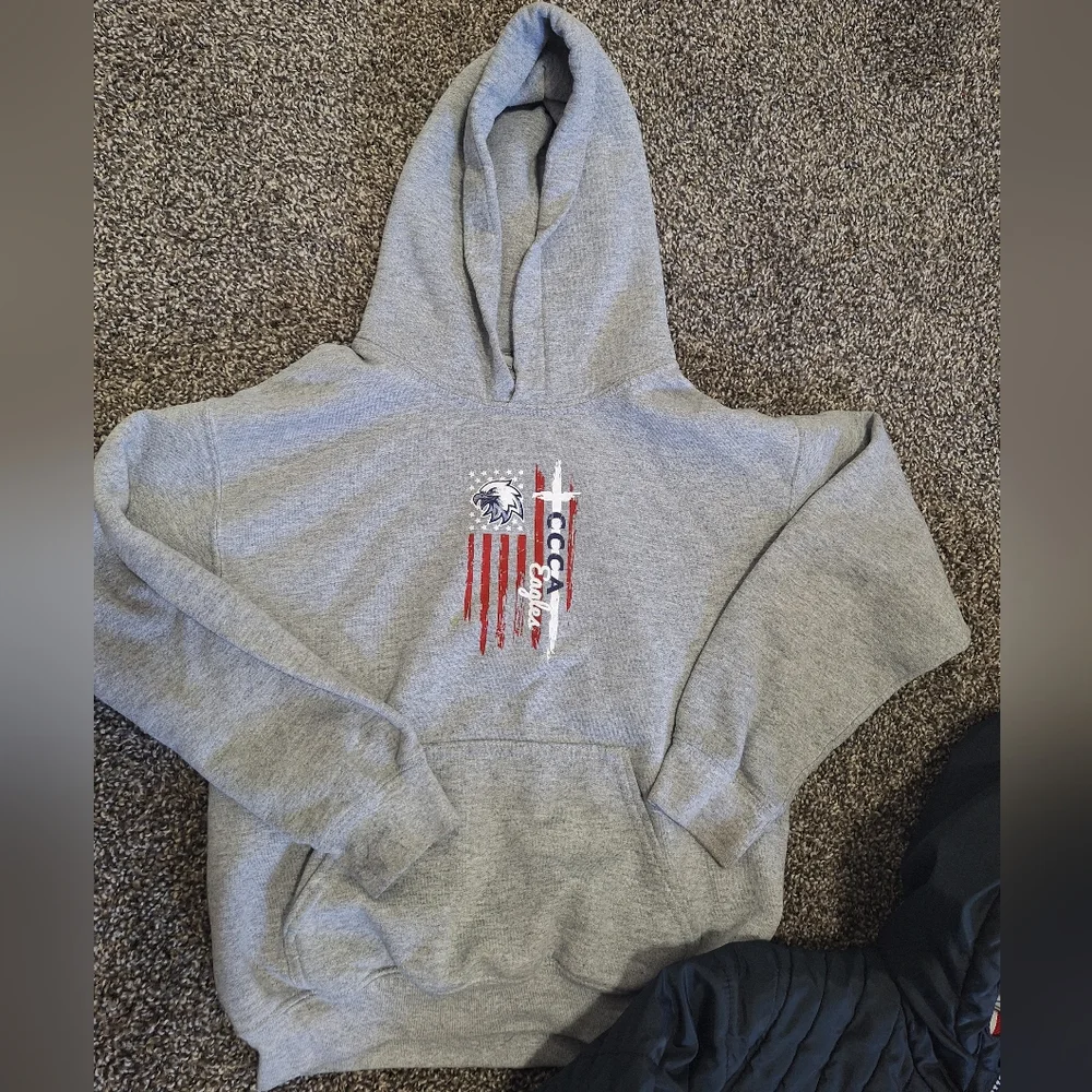 Tommy Hilfiger Kids' Black and Red Hooded Jacket and one more sweater Size 7